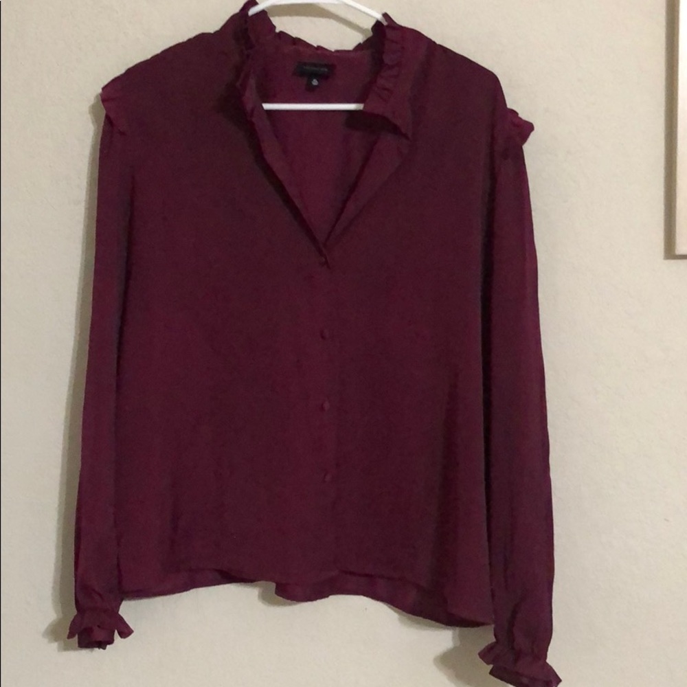 Burgundy Satin Work Top